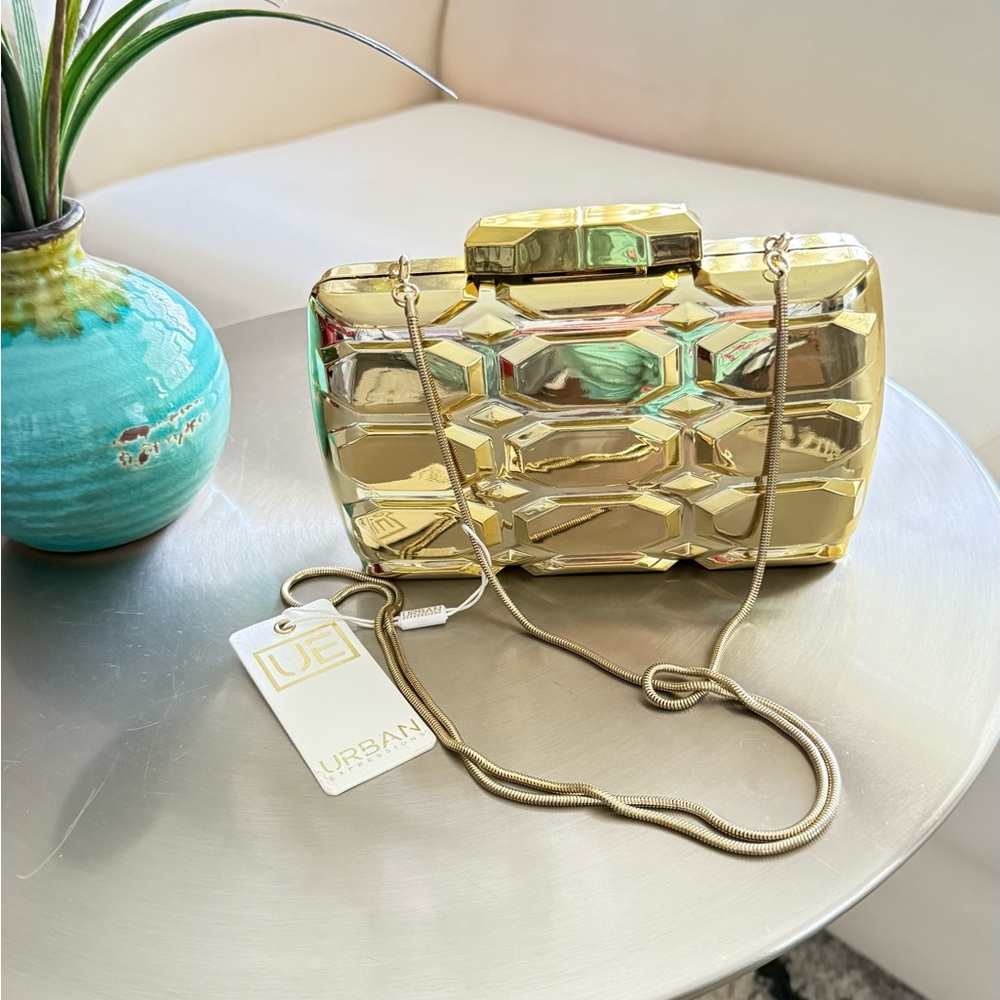 Urban Outfitters Gold Quilted Wristlet